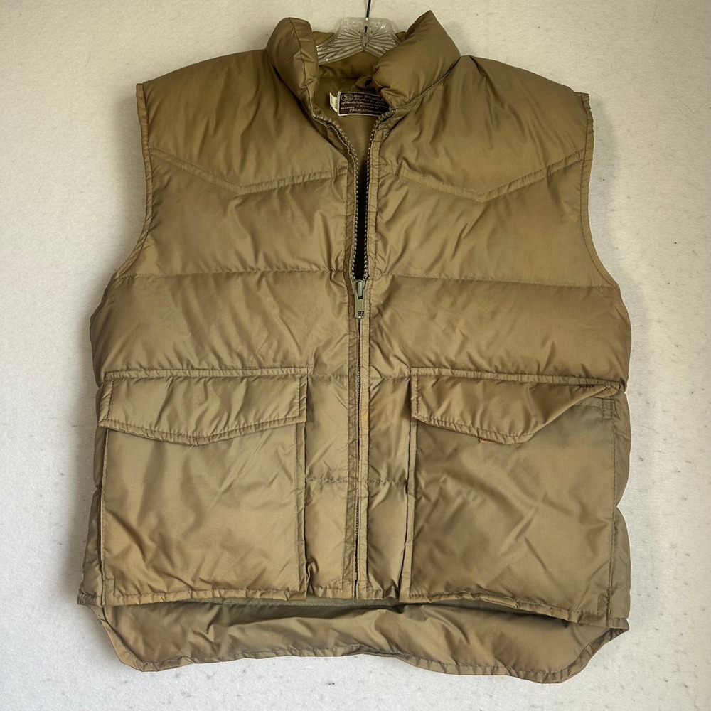 Vintage‎ Ski Daddle by Joie Tan Duck Down Puffer Vest Mens MV-300 Western Yoke